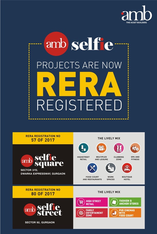 Amb Group Projects Selfie Square & Selfie Street are now RERA Registered